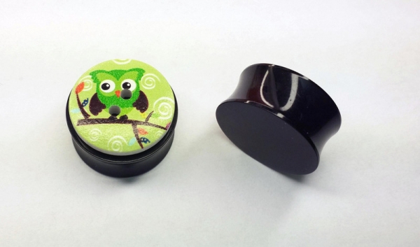 Eulen Knopf Plugs 20mm Paar 2cm Tunnels Plug owl